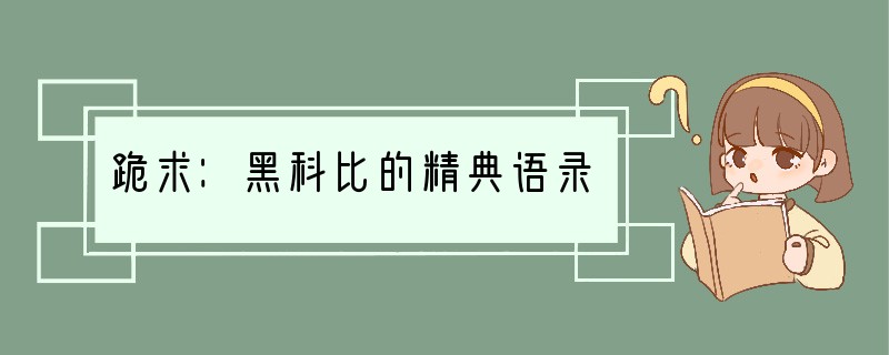 跪求：黑科比的精典语录